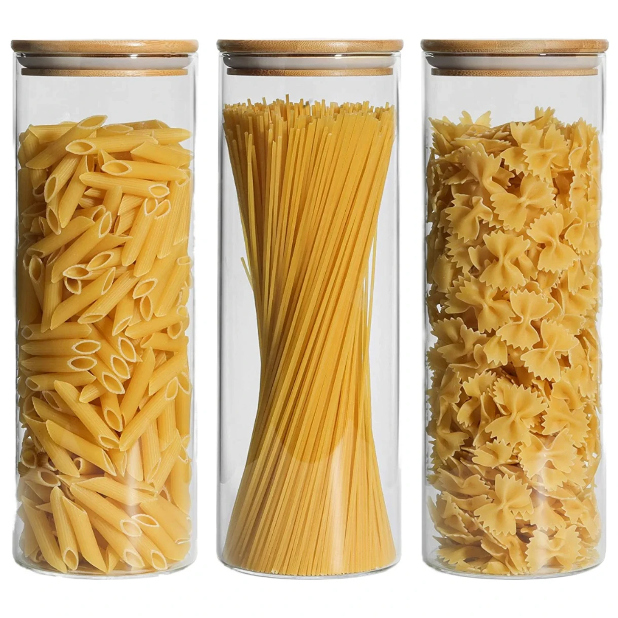 2000ml Glass Spaghetti and Cereal Storage Jar with Bamboo Lid Glass storage jar Food Storage Containers