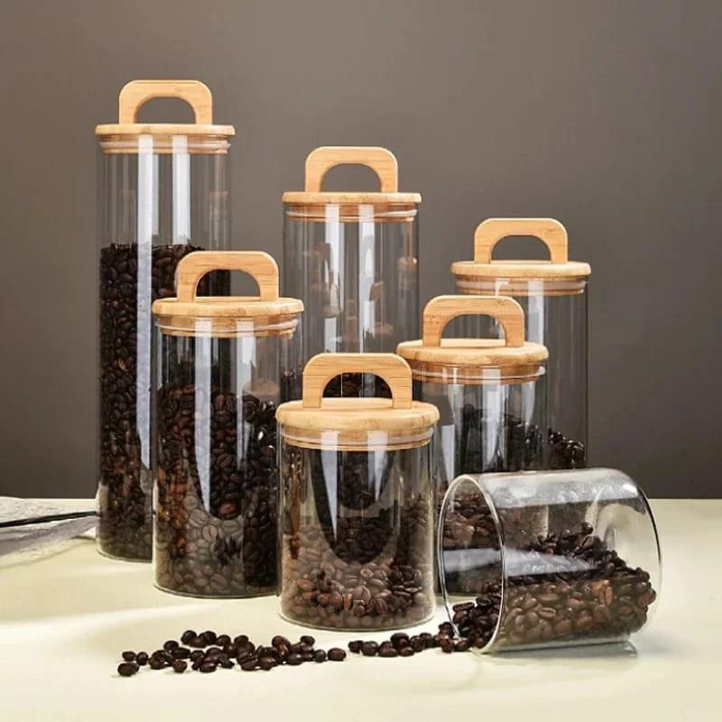 2150ml Borosilicate Glass Spaghetti Jar with Bamboo Lid Stylish Kitchen Storage Storage Containers Food Storage