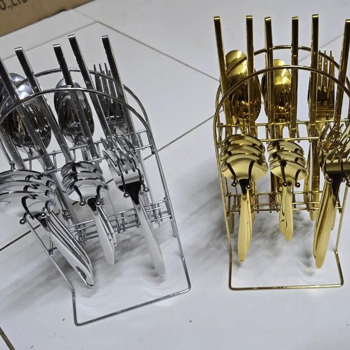 24 Piece Cutlery set with Stand Cutlery holder Flatware Sets
