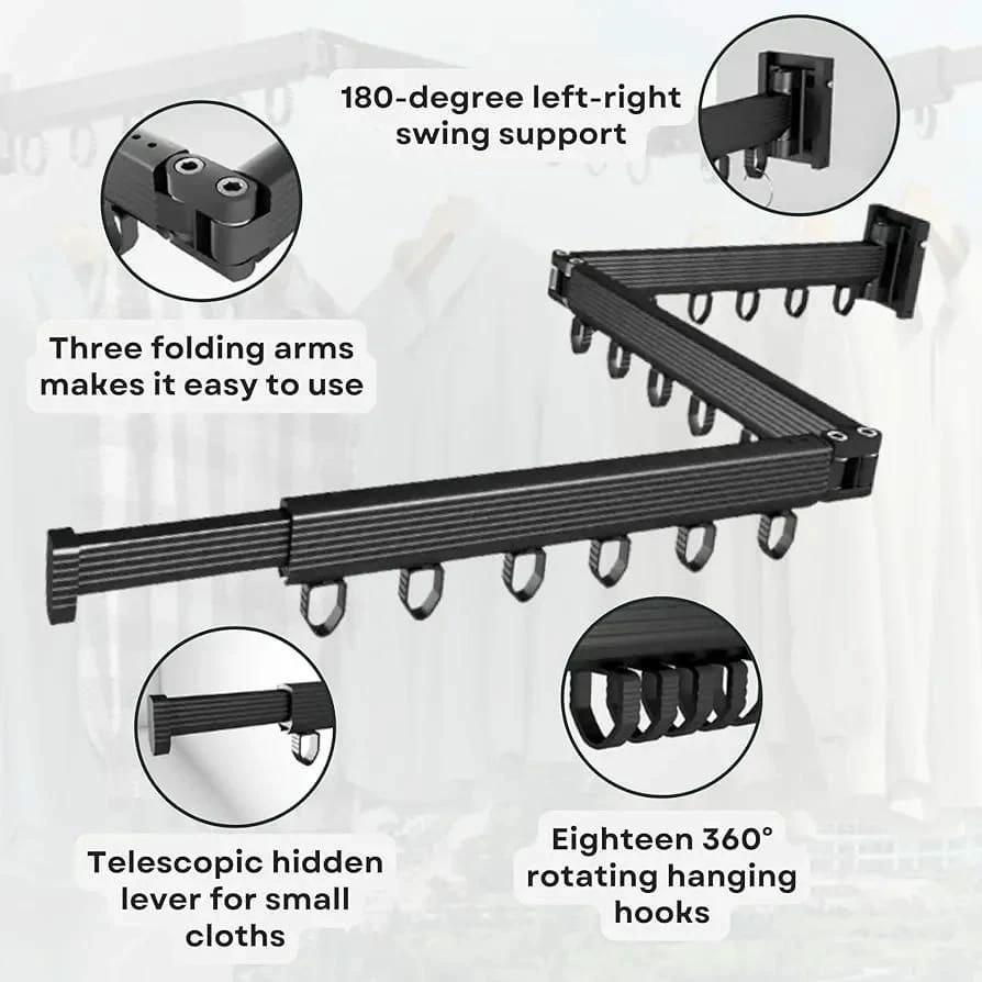 Foldable Wall Mounted Drying Rack – 360° Rotating Clothes Hanger for Indoor and Outdoor Use households Drying Racks