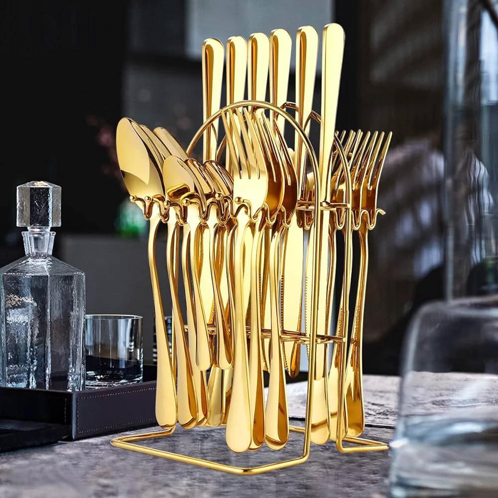 24pcs Gold Cutlery Set – Spoons, Forks and Knives Kitchen Tools&Utensils Kitchen Tools & Utensils