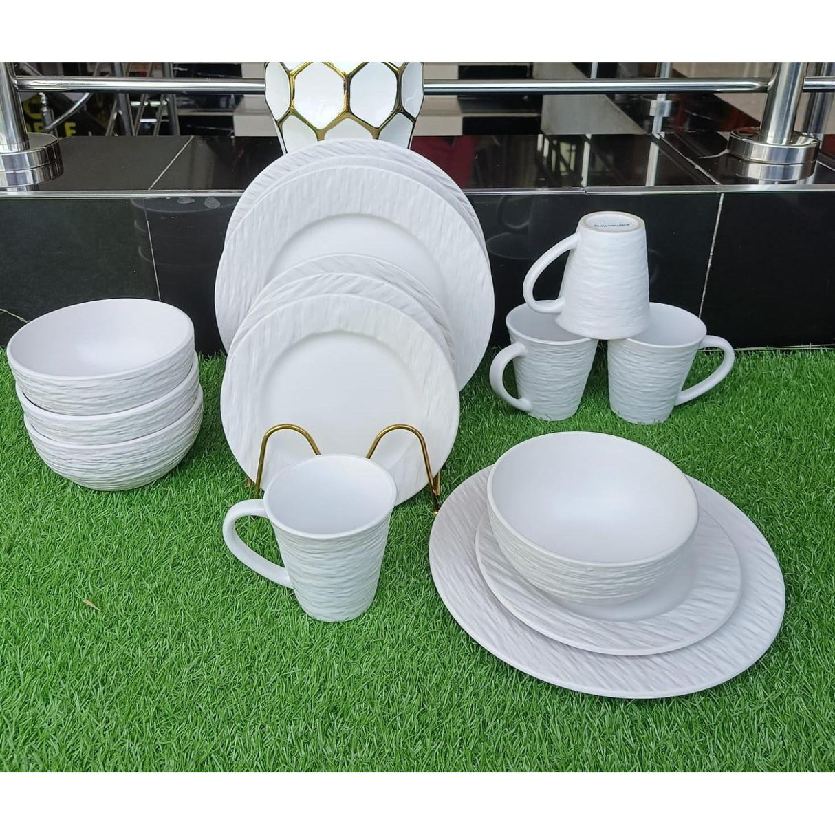 24pcs White Plain Dinner Set – Plates, Bowls, and Mugs