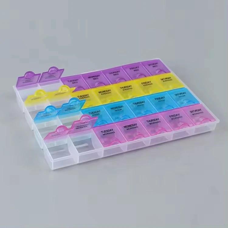 28 Grid Plastic Tablets Organizer Planner | 7 Day Organizer with Snap Lids | Weekly Reminder Health and Wellness Medicine & Drugs