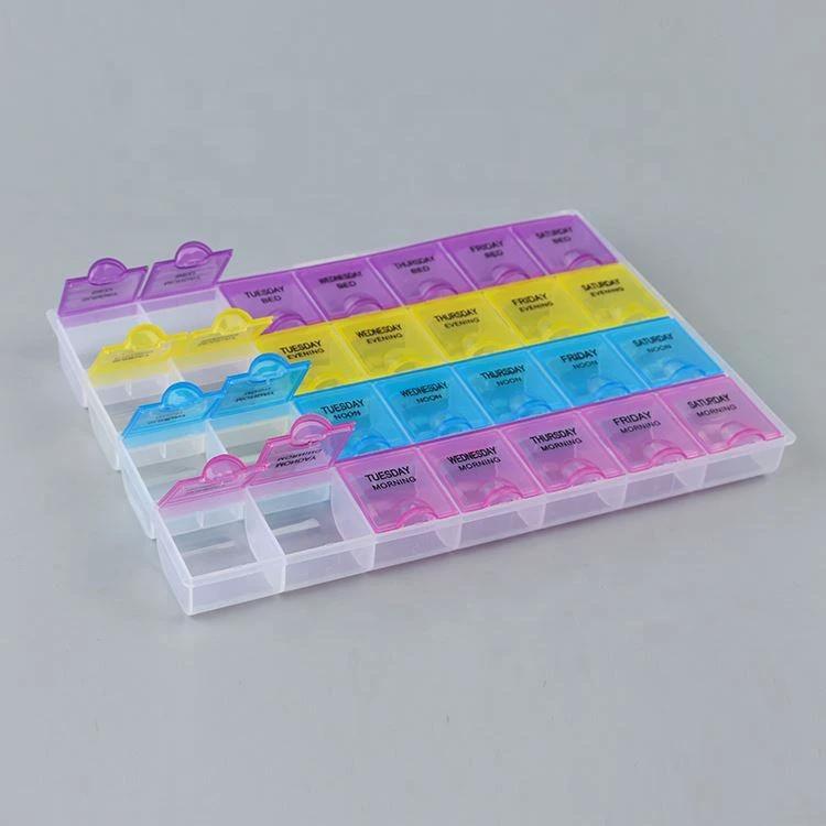 28 Grid Plastic Tablets Organizer Planner | 7 Day Organizer with Snap Lids | Weekly Reminder Health and Wellness Medicine & Drugs