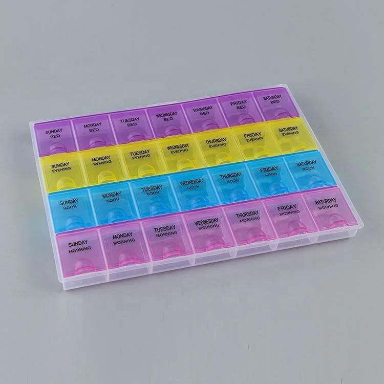28 Grid Plastic Tablets Organizer Planner | 7 Day Organizer with Snap Lids | Weekly Reminder Health and Wellness Medicine & Drugs