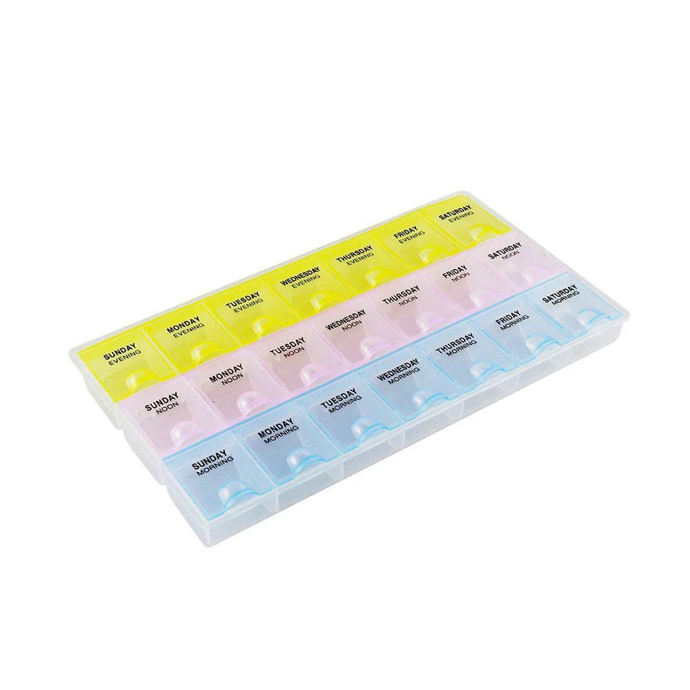 28 Grid Plastic Tablets Organizer Planner | 7 Day Organizer with Snap Lids | Weekly Reminder Health and Wellness Medicine & Drugs