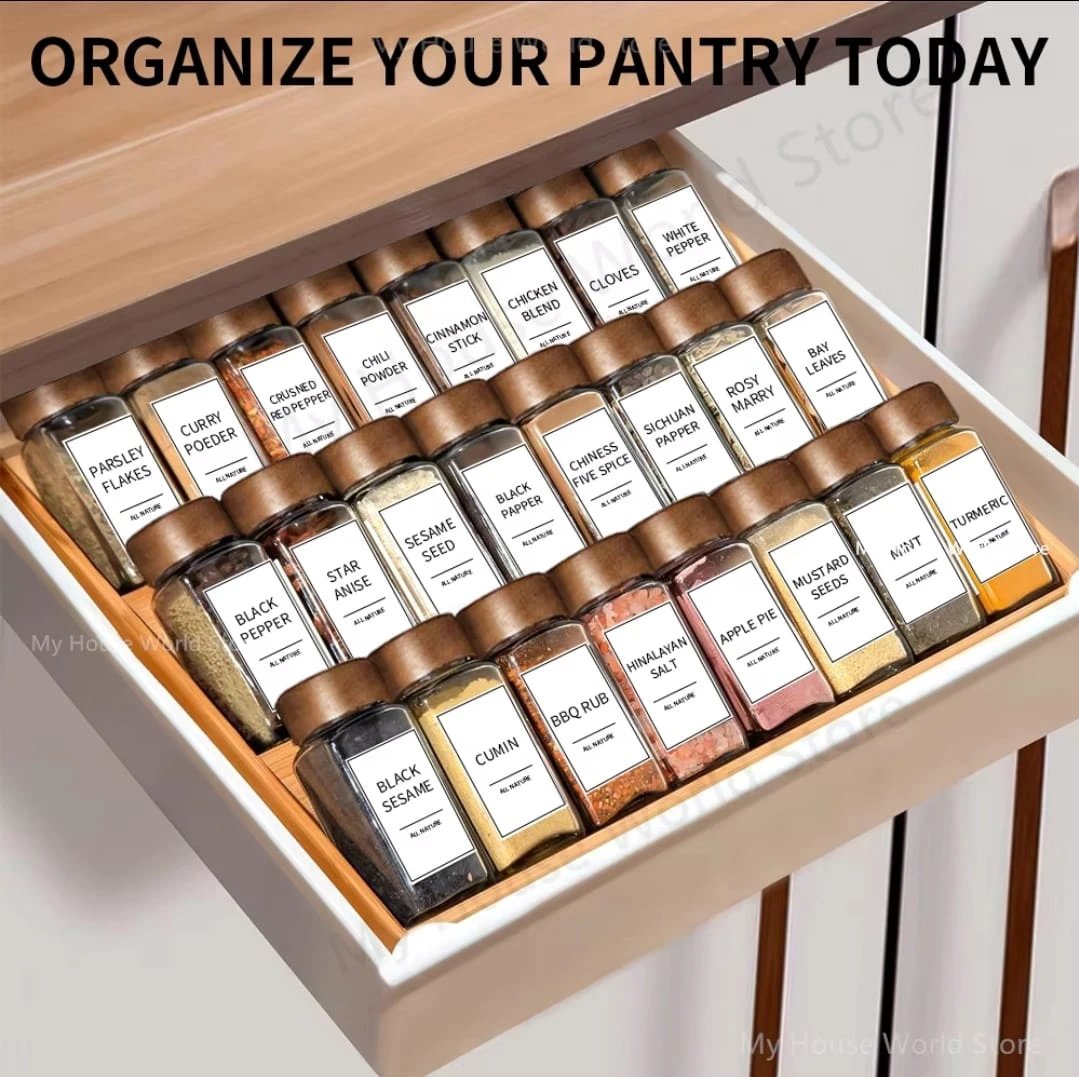 29pcs Glass Storage Jars Set with Bamboo Lids 120ml – Includes Funnel, Labels, Pen & Brush Spice jar Food Storage Containers