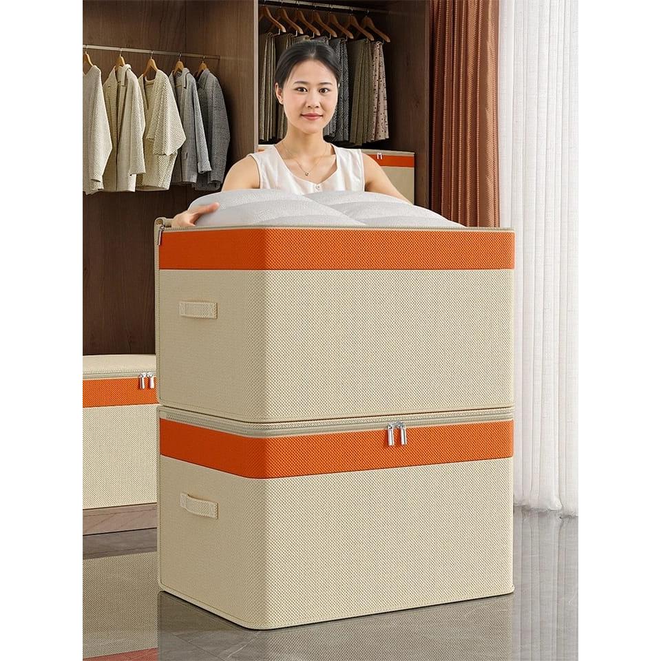 2in1 Double Zipper Big Capacity Quilt & Clothes Storage Bag | Waterproof, Dustproof, Moisture Proof Organizer | Ideal for Kingsize Duvets | 80x60x40 cm