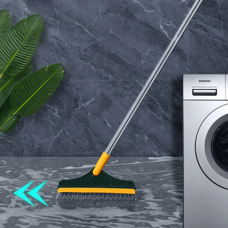 2in1 Scrubbing Brush with Squeegee Rubber Blade Adjustable V-Shaped Bristles for Precise Cleaning