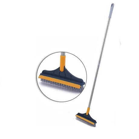 2in1 Scrubbing Brush with Squeegee Rubber Blade Adjustable V-Shaped Bristles for Precise Cleaning