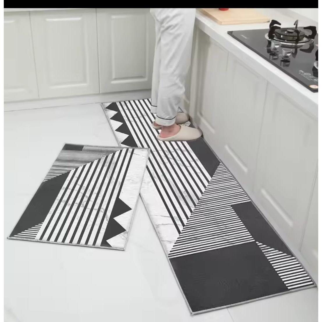 2pc Kitchen Anti-slip Mats Set Big 120x40cm Medium 60x40cm