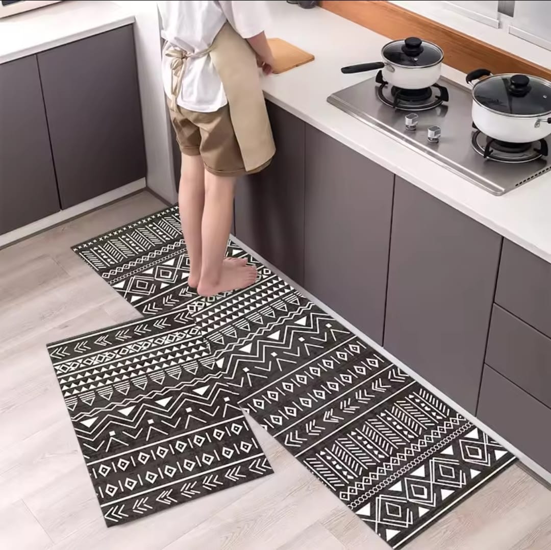 2pc Kitchen Anti-slip Mats Set Big 120x40cm Medium 60x40cm