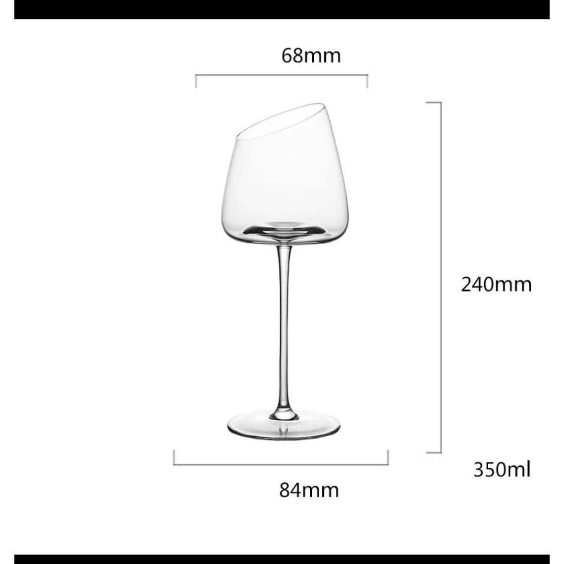 2pc Slanted Crystal Wine Glass Set – 350ml Medium Capacity Elegant Glassware