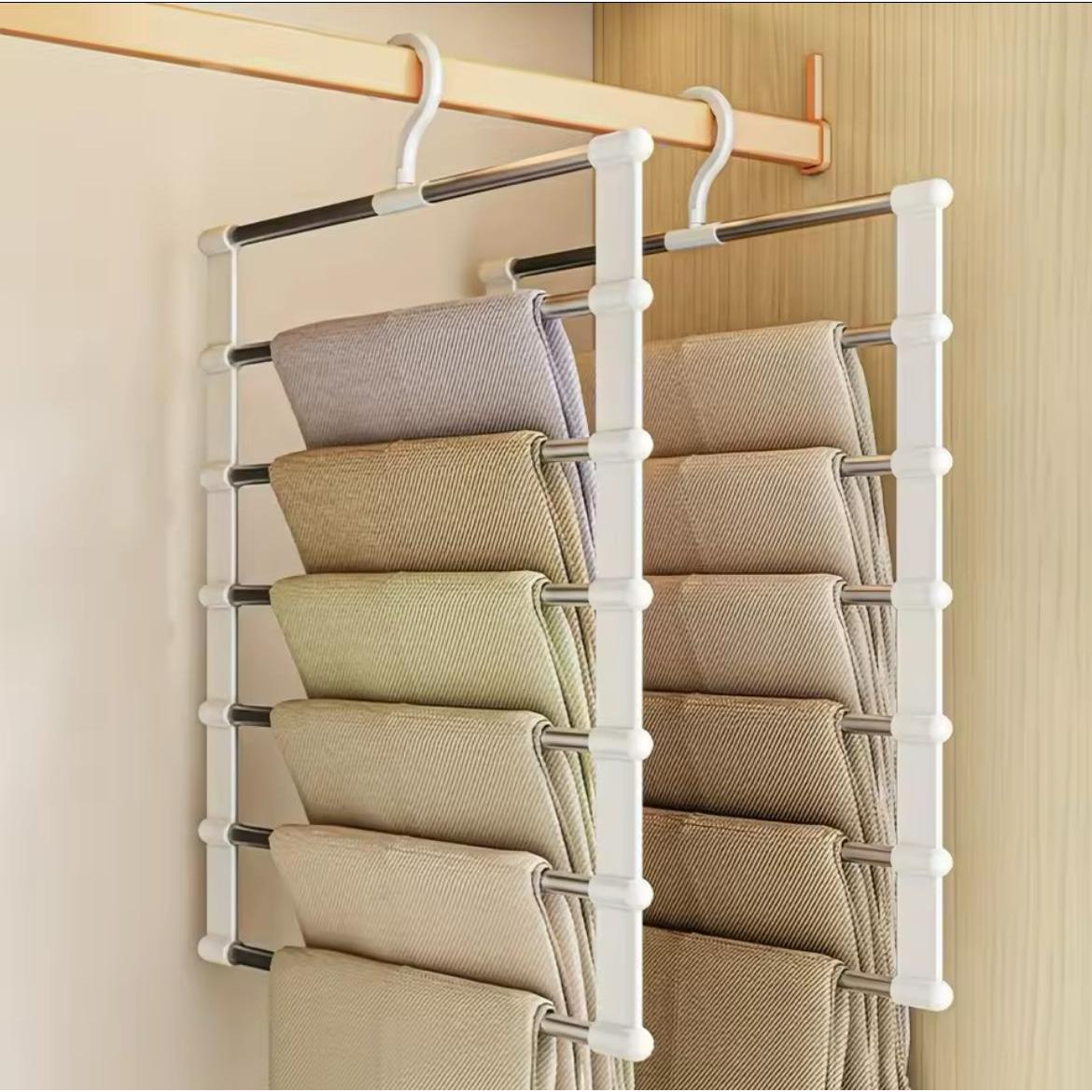 2pcs 6-Layer Multifunctional Clothes Hanger Foldable Space-Saving Design