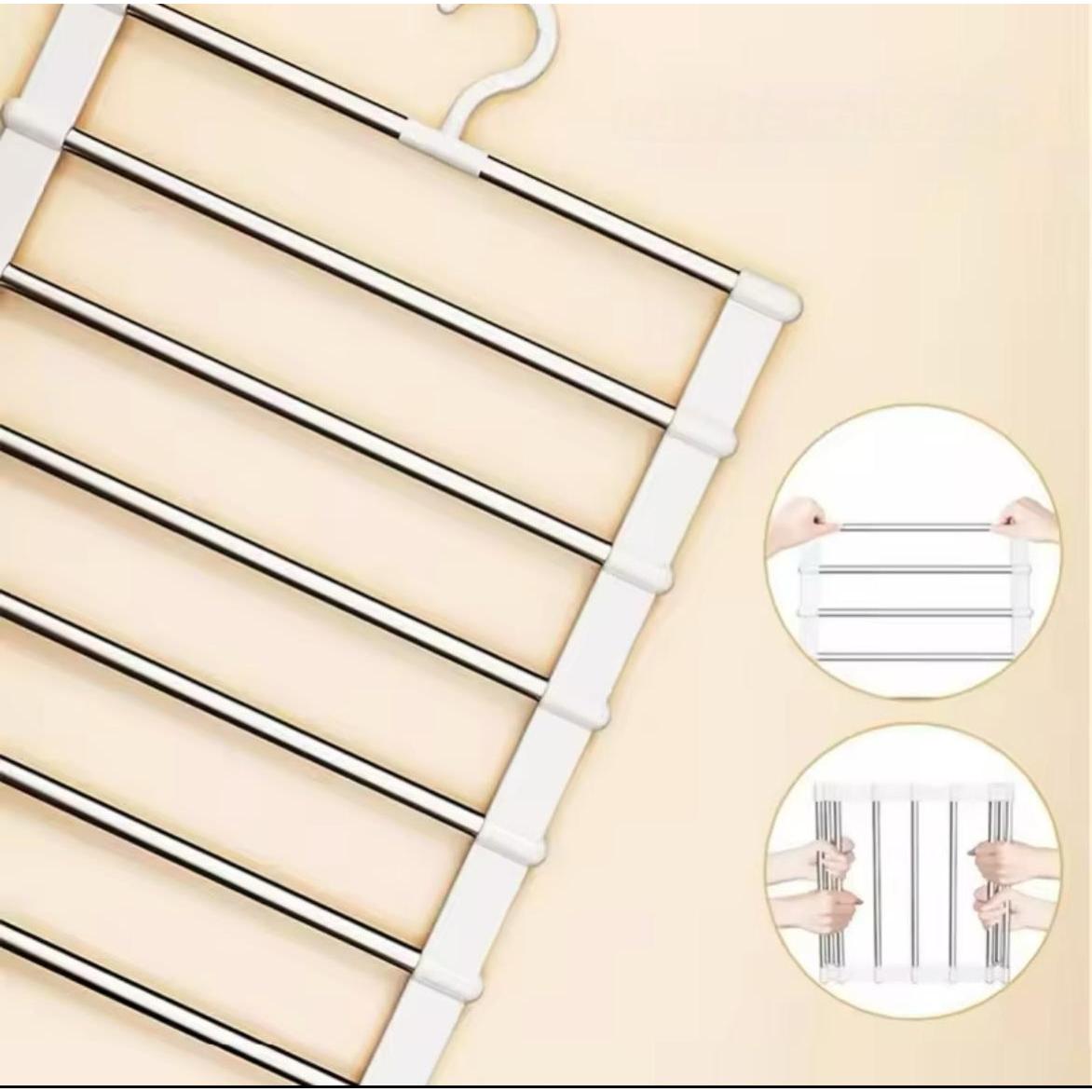2pcs 6-Layer Multifunctional Clothes Hanger Foldable Space-Saving Design