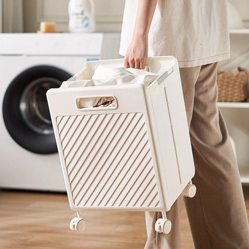 2pcs Foldable Laundry Hamper Basket with Wheels Space Saving & Easy to move Laundry hampers and basket Laundry Baskets