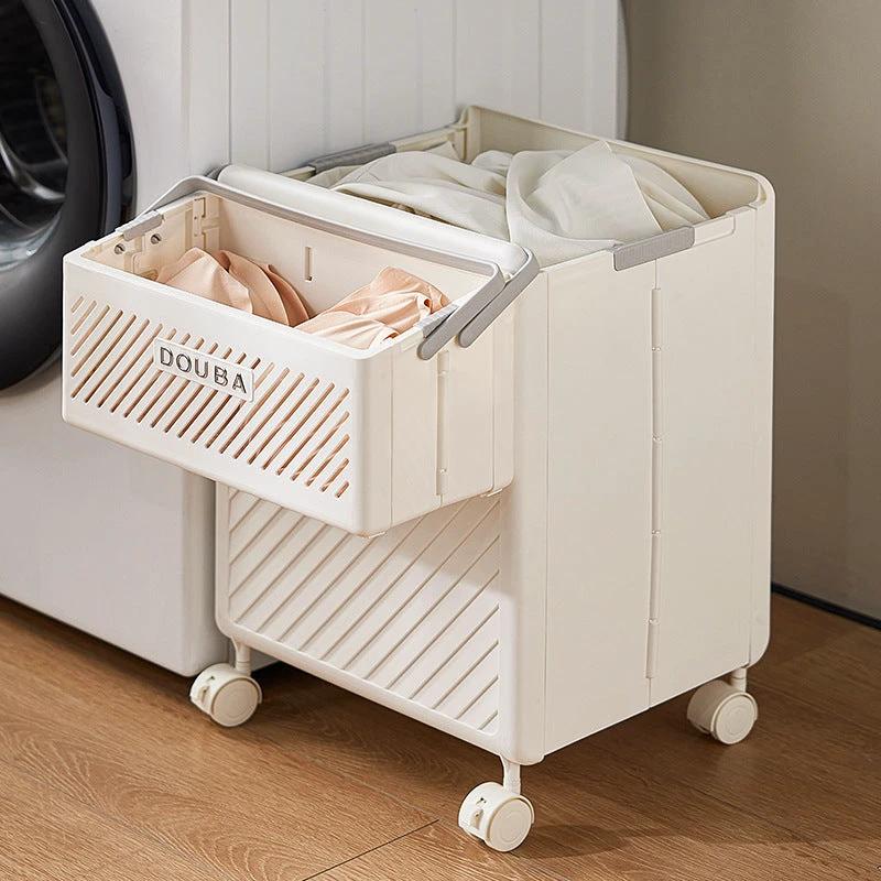 2pcs Foldable Laundry Hamper Basket with Wheels Space Saving & Easy to move Laundry hampers and basket Laundry Baskets