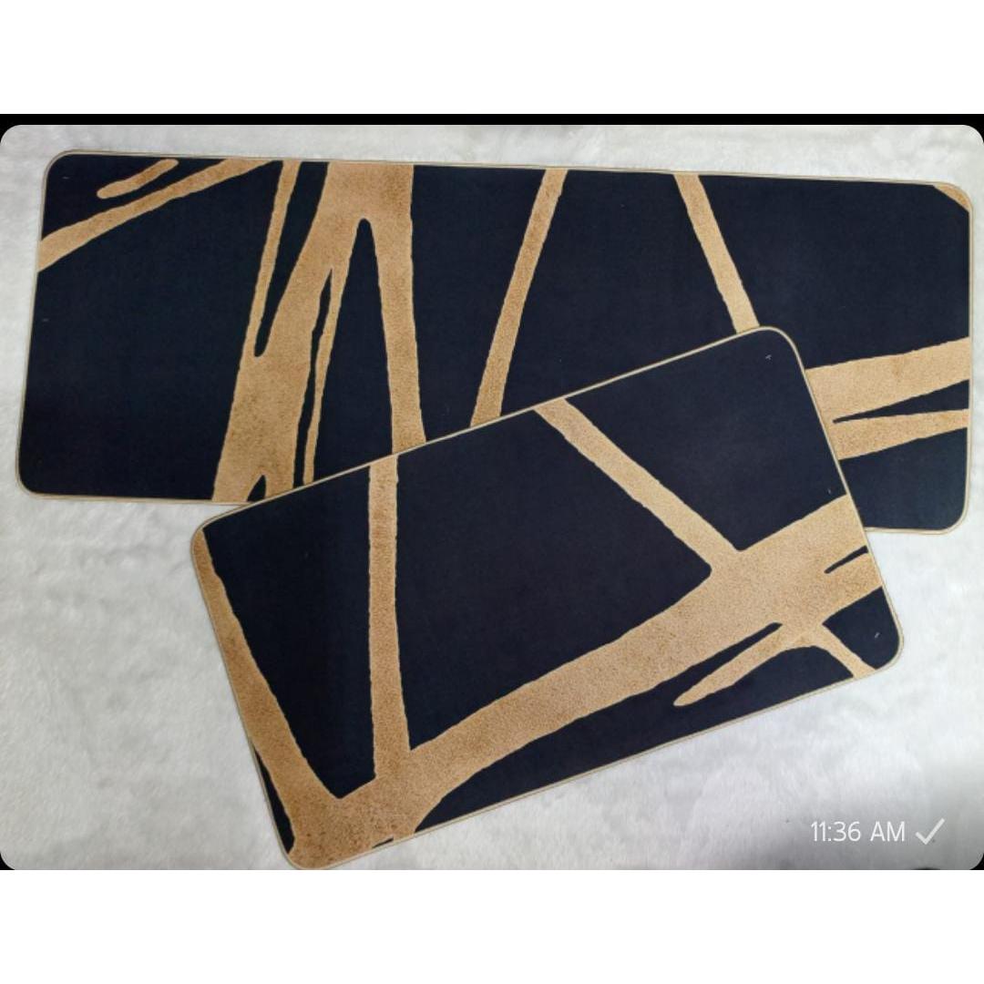 2pcs Rubber Kitchen Mats Set Anti-Slip Waterproof Cushioned