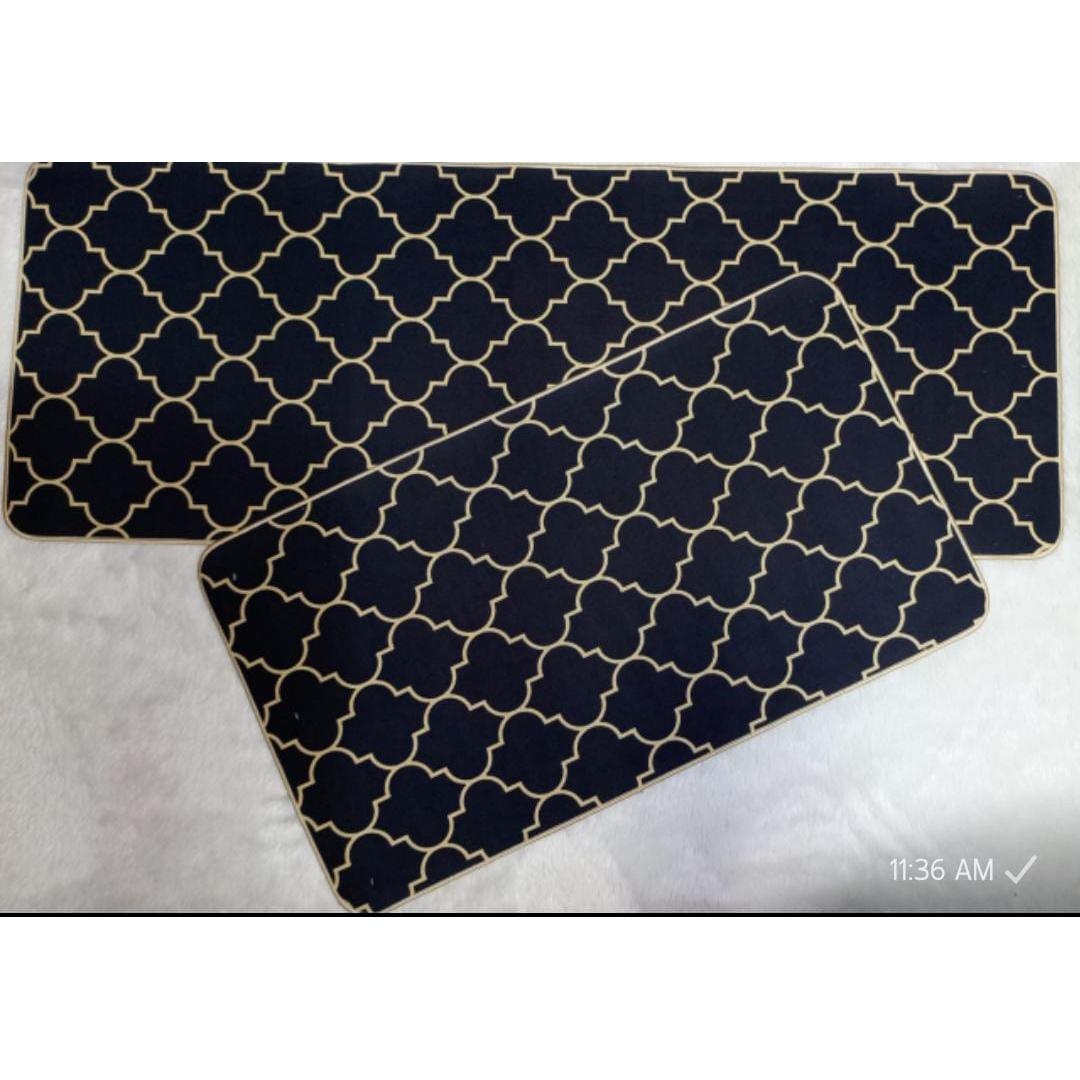 2pcs Rubber Kitchen Mats Set Anti-Slip Waterproof Cushioned