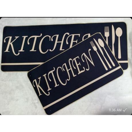 2pcs Rubber Kitchen Mats Set Anti-Slip Waterproof Cushioned