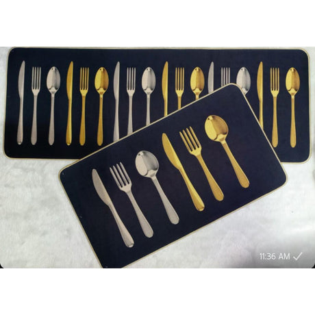 2pcs Rubber Kitchen Mats Set Anti-Slip Waterproof Cushioned