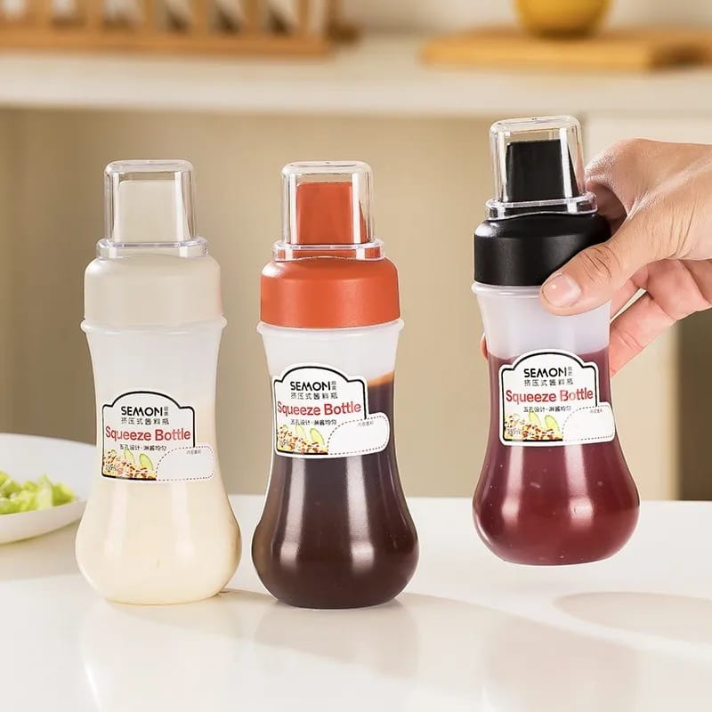 2piece 350ml Five-Hole Sauce Squeeze Bottle – Plastic Ketchup, Honey, and Condiment Dispenser for Kitchen Use