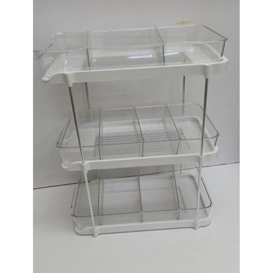 3 Layer Multifunctional Storage Rack with Clear Acrylic Trays and Metal Stand