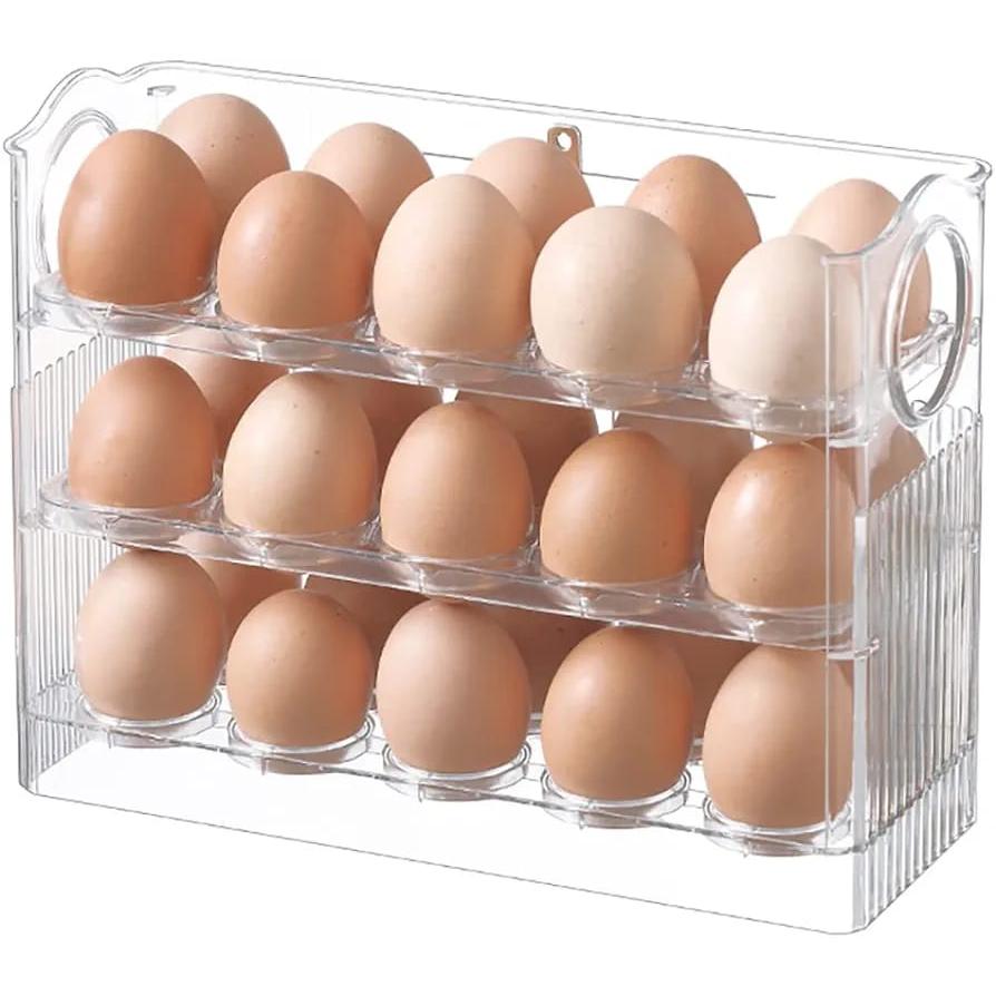 3 Layered High Quality Plastic Transparent Flip Egg Box Storage Organizer