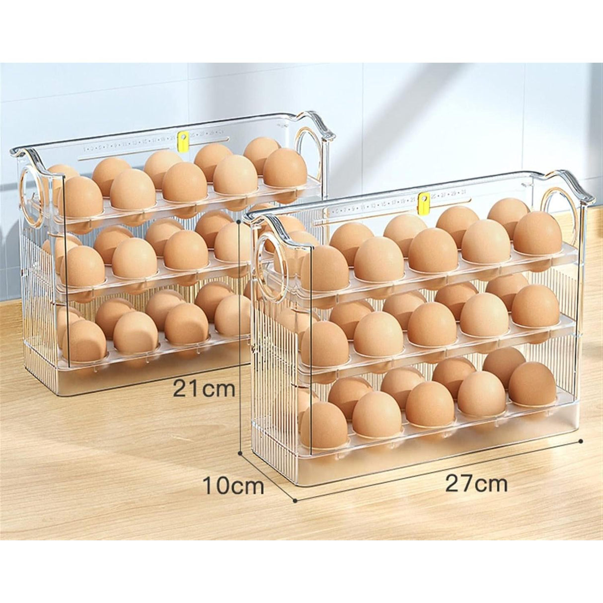 3 Layered High Quality Plastic Transparent Flip Egg Box Storage Organizer