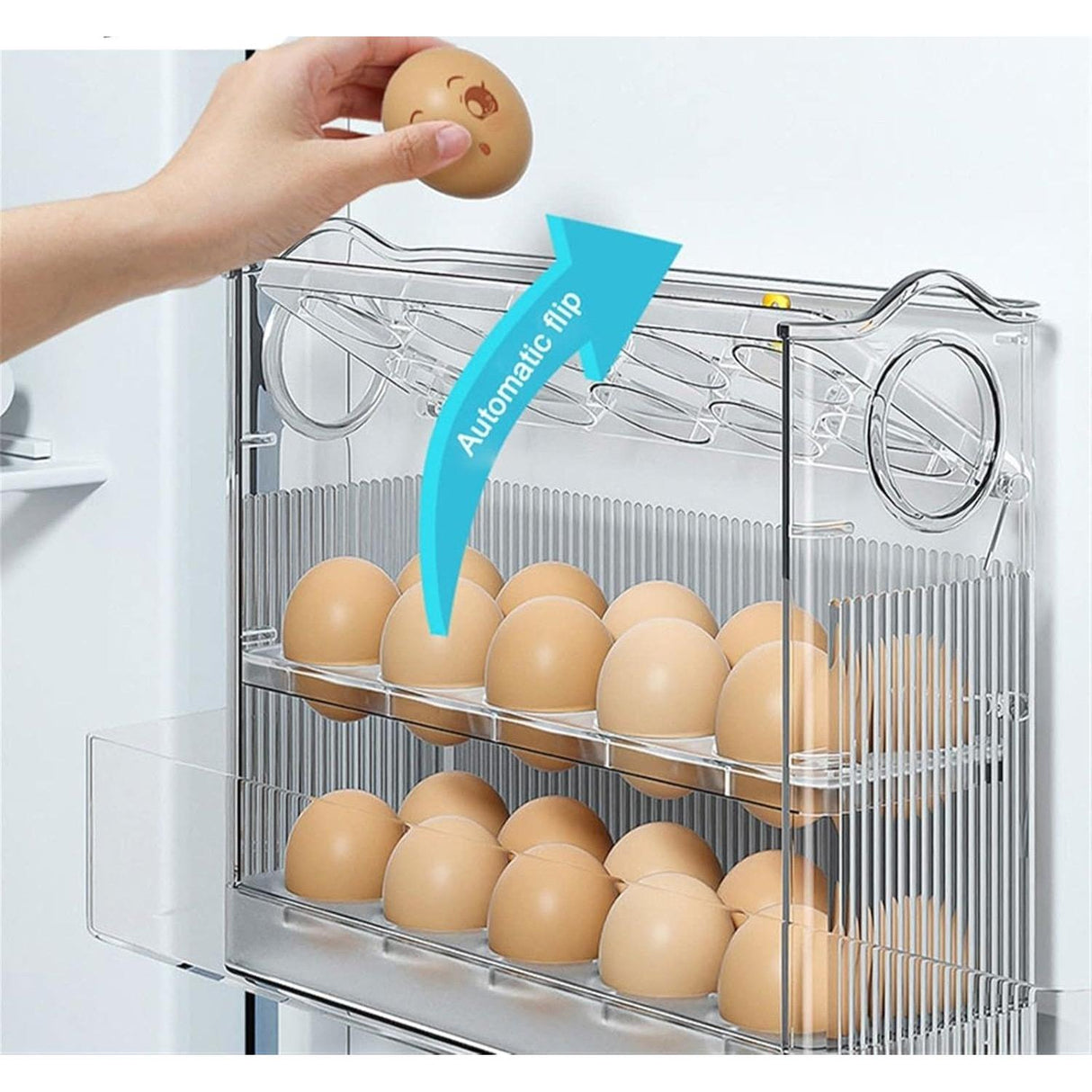3 Layered High Quality Plastic Transparent Flip Egg Box Storage Organizer