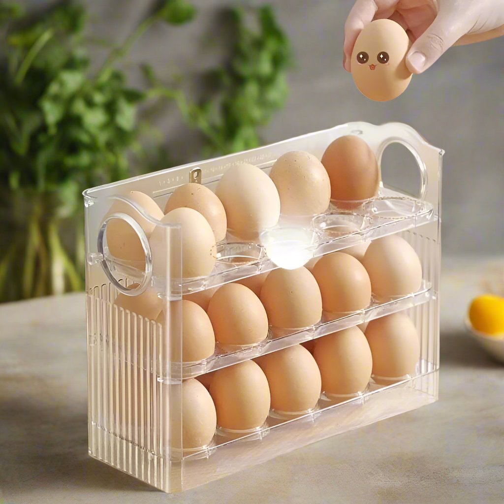 3 Layered High Quality Plastic Transparent Flip Egg Box Storage Organizer