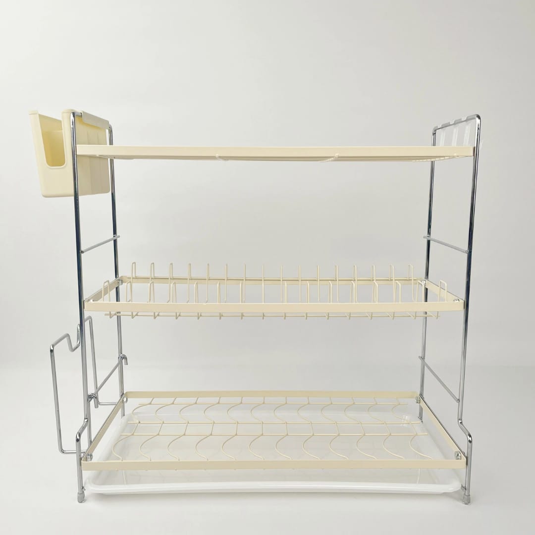 3-Tier Dish Rack with Spacious Storage and Drip Trays