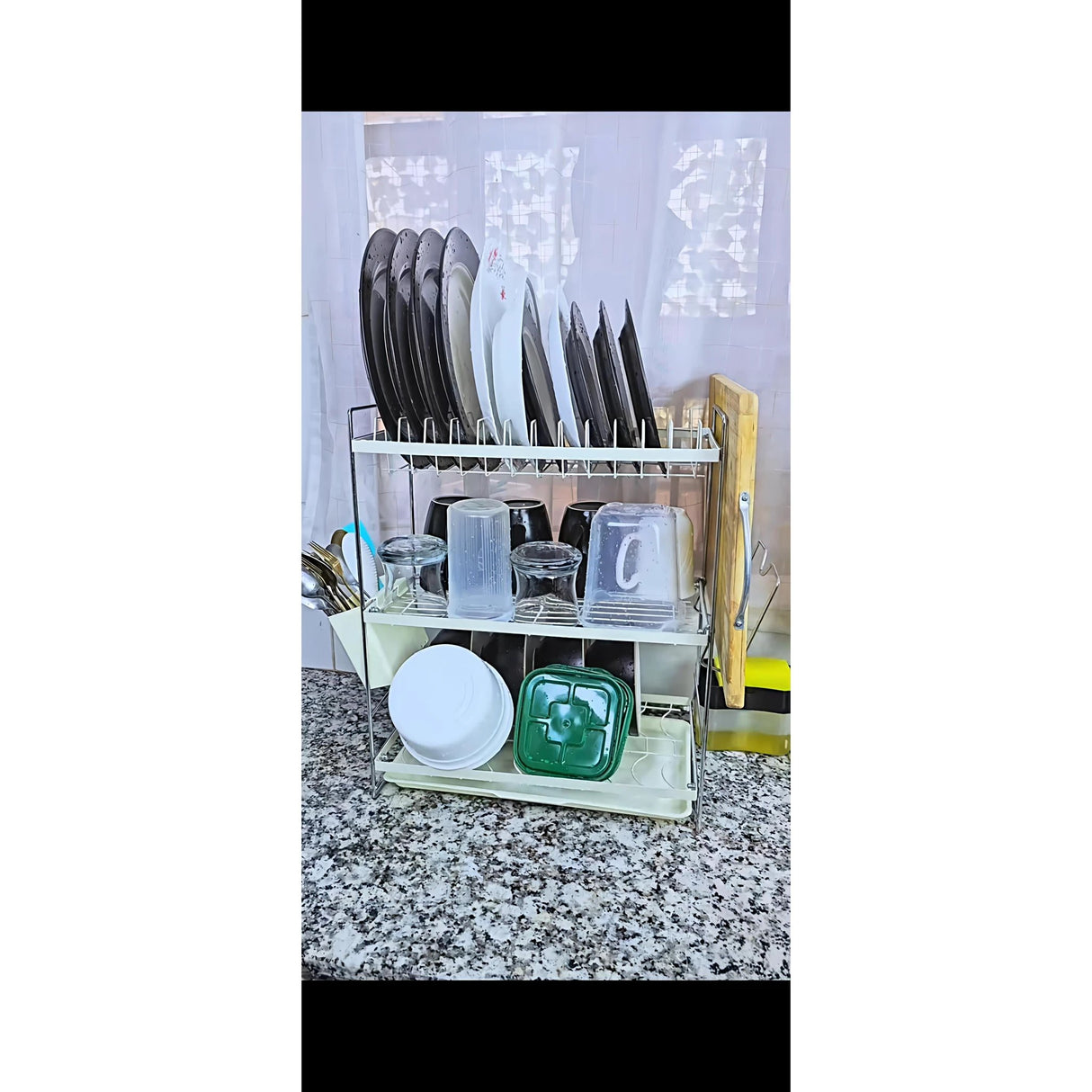 3-Tier Dish Rack with Spacious Storage and Drip Trays Dish Rack Dish Racks