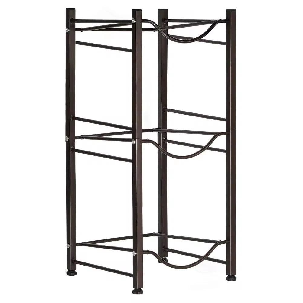 3-Tier Heavy-Duty Water Bottle Holder Rack – Space-Saving Carbon Steel Storage | Black Kitchen Counter & Beverage Station Organizers