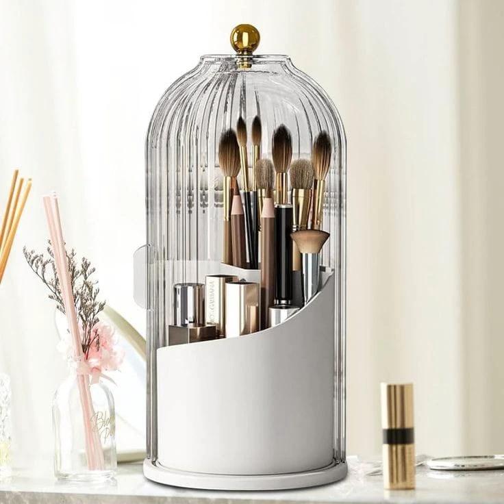 3 Tier Makeup Brush Organizer with Lid & Removable Divider Elegant & Functional Storage Makeup Organizers Makeup Brushes