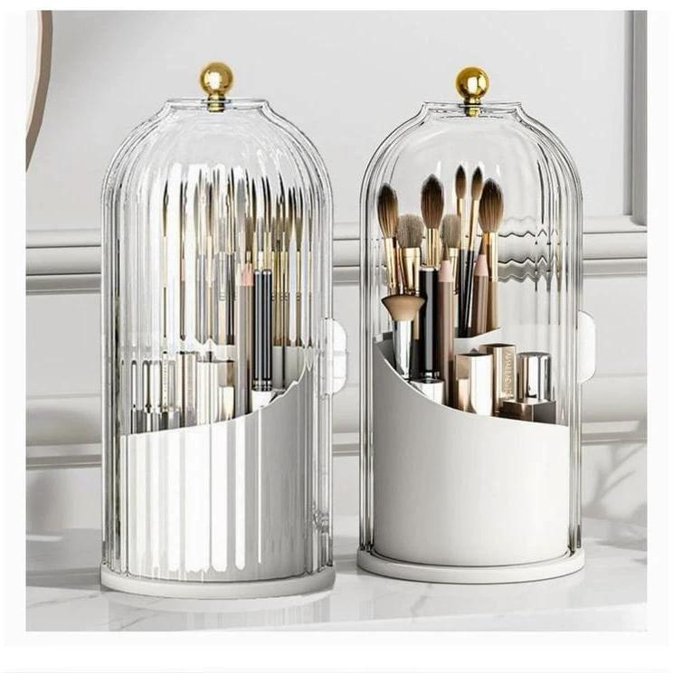 3 Tier Makeup Brush Organizer with Lid & Removable Divider Elegant & Functional Storage Makeup Organizers Makeup Brushes
