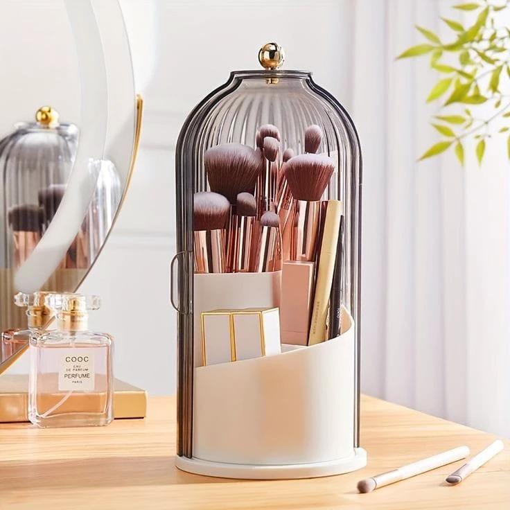 3 Tier Makeup Brush Organizer with Lid & Removable Divider Elegant & Functional Storage Makeup Organizers Makeup Brushes