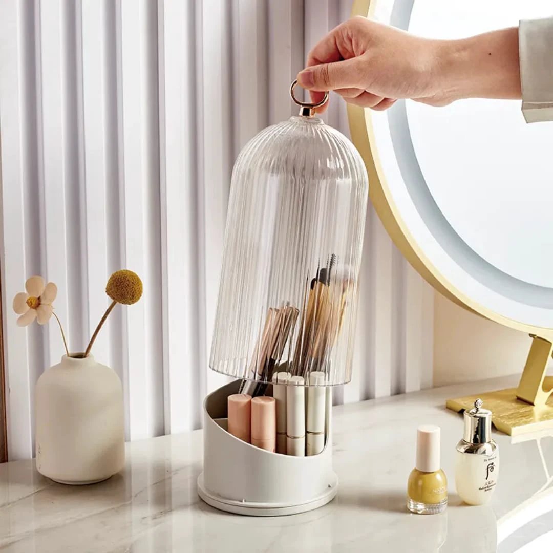 3 Tier Makeup Brush Organizer with Lid & Removable Divider Elegant & Functional Storage Makeup Organizers Makeup Brushes