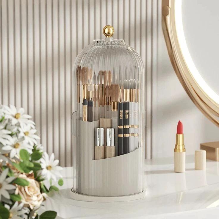 3 Tier Makeup Brush Organizer with Lid & Removable Divider Elegant & Functional Storage Makeup Organizers Makeup Brushes