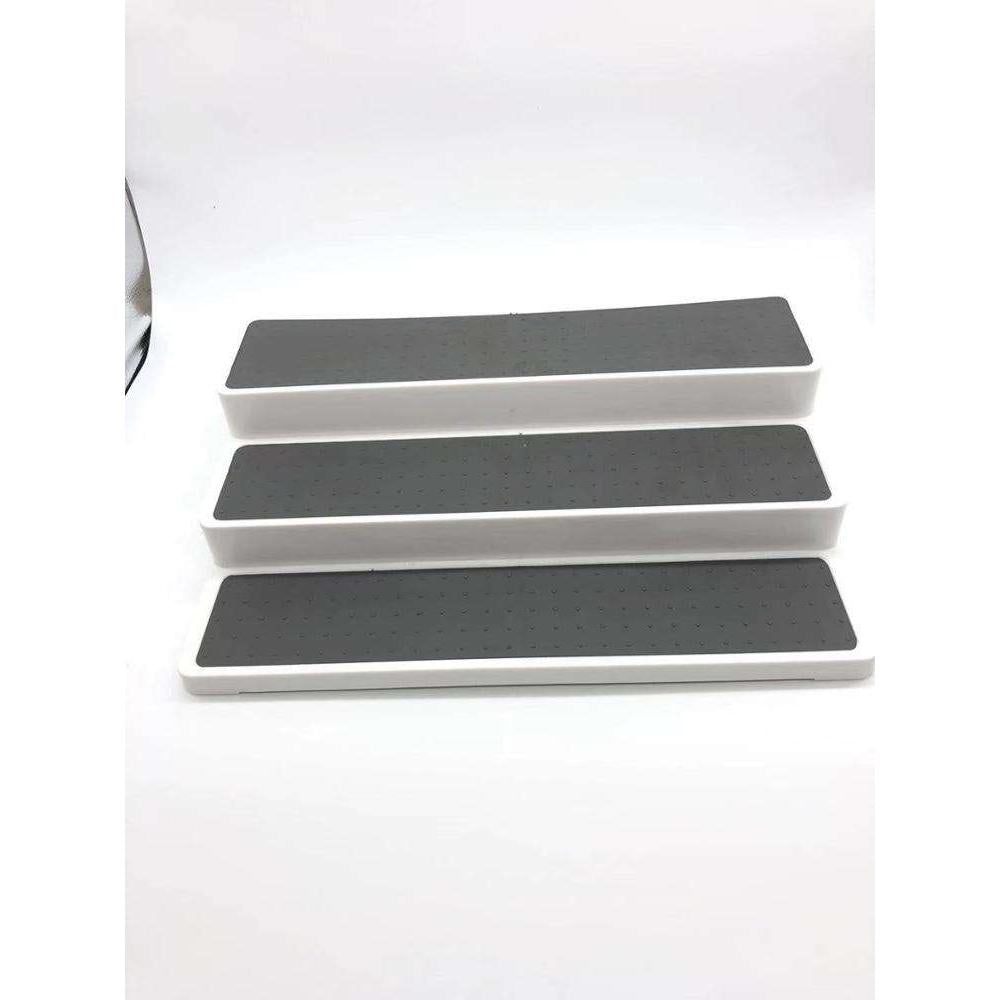 3 Tier Plastic Non-Slip Spice Rack | Waterproof Kitchen Pantry & Cabinet Organizer | Multi-Purpose 3 Tier Spice Shelf in Grey & White