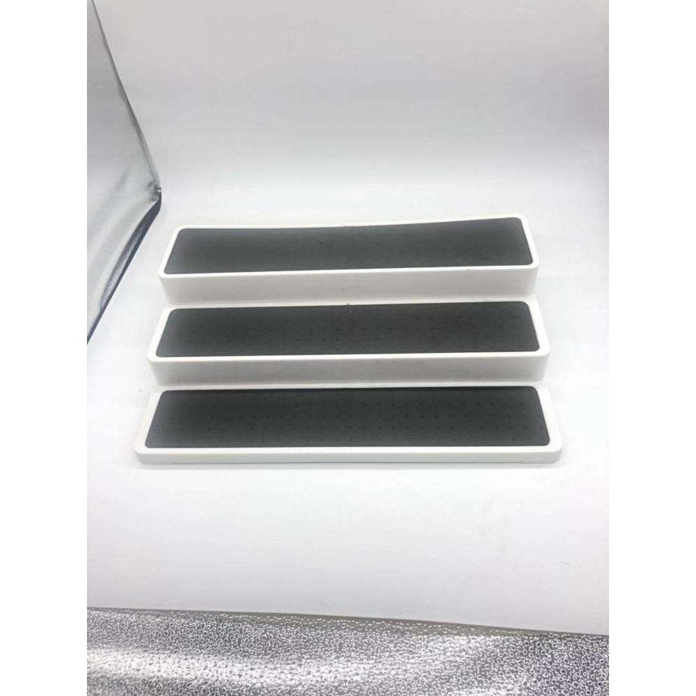 3 Tier Plastic Non-Slip Spice Rack | Waterproof Kitchen Pantry & Cabinet Organizer | Multi-Purpose 3 Tier Spice Shelf in Grey & White
