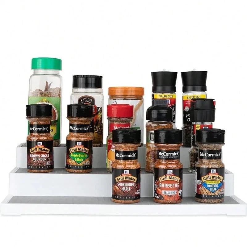 3 Tier Spice Rack Nonslip Storage Organizer with Stepped Design Kitchen Spice Organizers