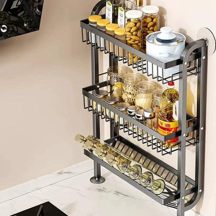 3-Tier Wall-Mounted Kitchen Storage Rack with Rust-Resistant Metal Frame Kitchen Racks Kitchen Organizers