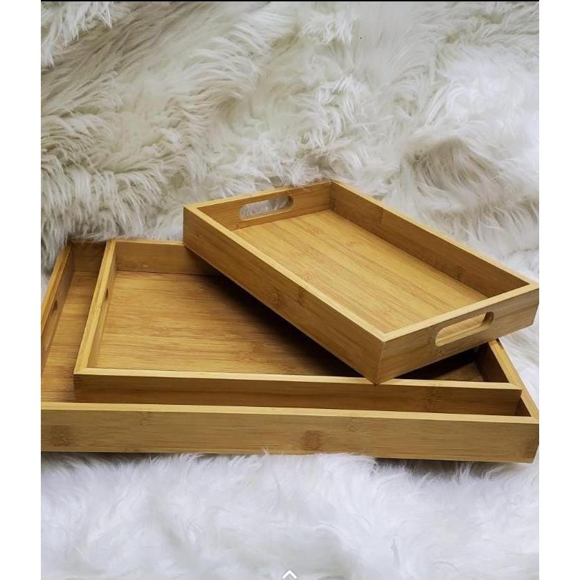 3 in 1 Bamboo Serving Tray Set Durable & Stylish Kitchen & Dining Essentials