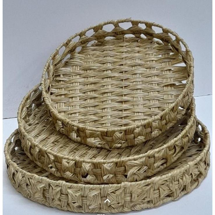 3 in 1 Handmade Rattan Deco Style Trays – Rectangular and Circular Options