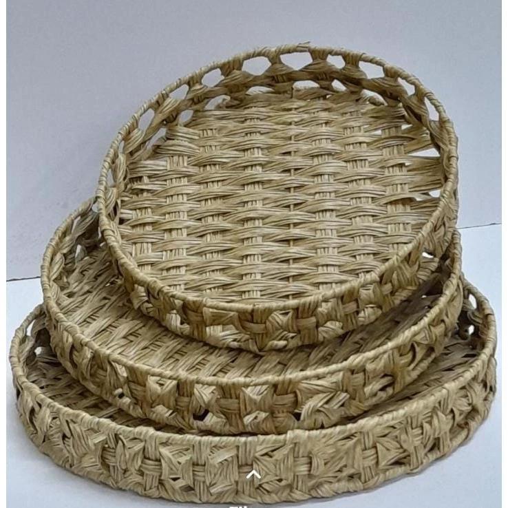 3 in 1 Handmade Rattan Deco Style Trays – Rectangular and Circular Options General Home - Decor Decorative Trays