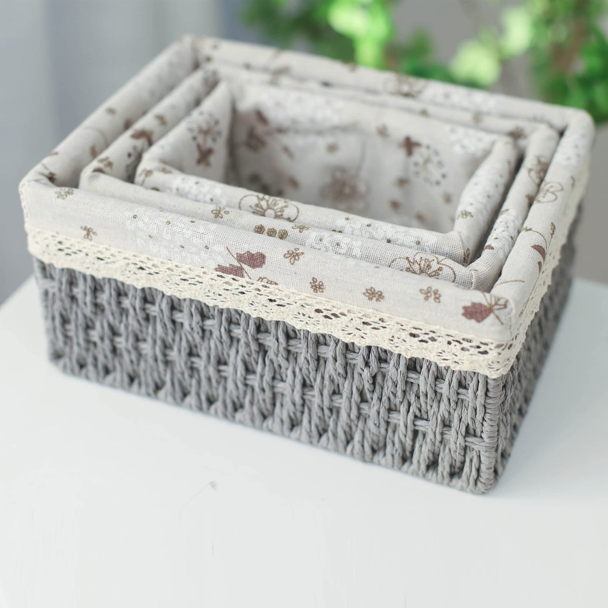 3 in 1 High Quality Weaved Baskets Available in Coffee, Grey, and Beige Brown