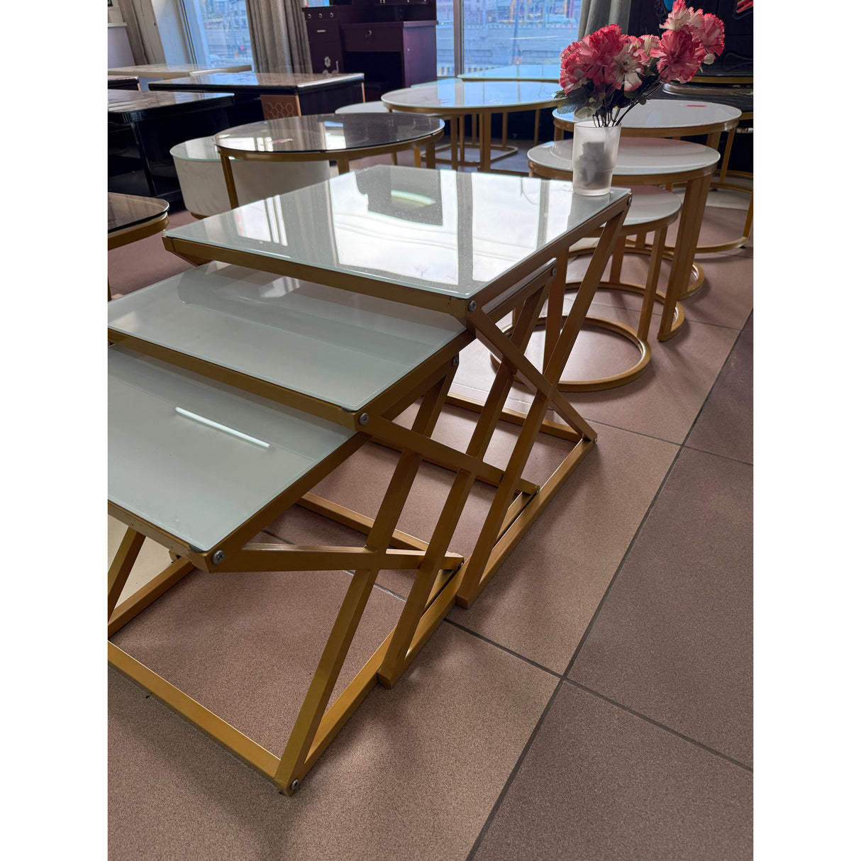 3-in-1 Modern Nesting Tables – Tempered Glass Top & Metal Frame