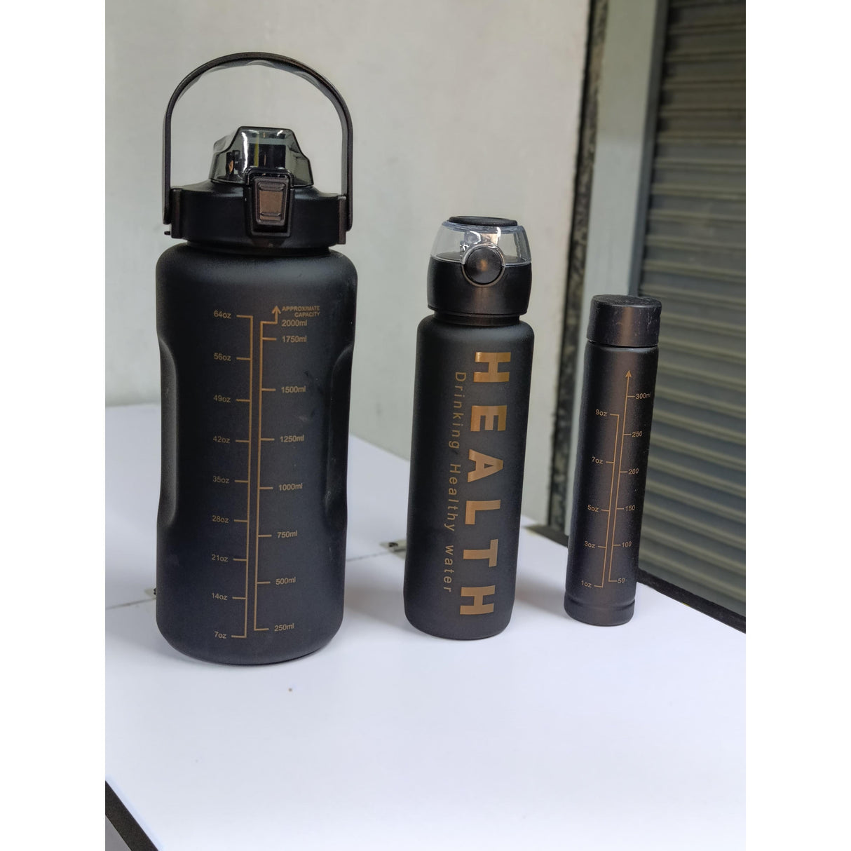 3 in 1 Motivational Water Bottles Set 2000ml 900ml 300ml