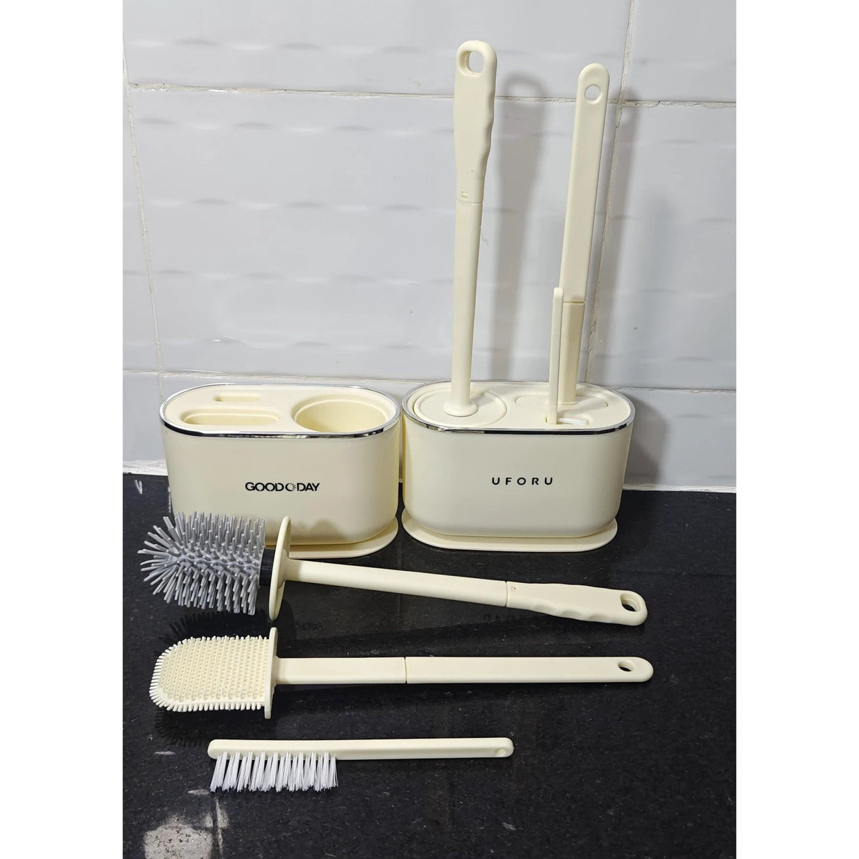 3 in 1 Multifunction Wall Mounted Toilet Cleaning Brush Cream White Cleaning brush Toilet Brushes